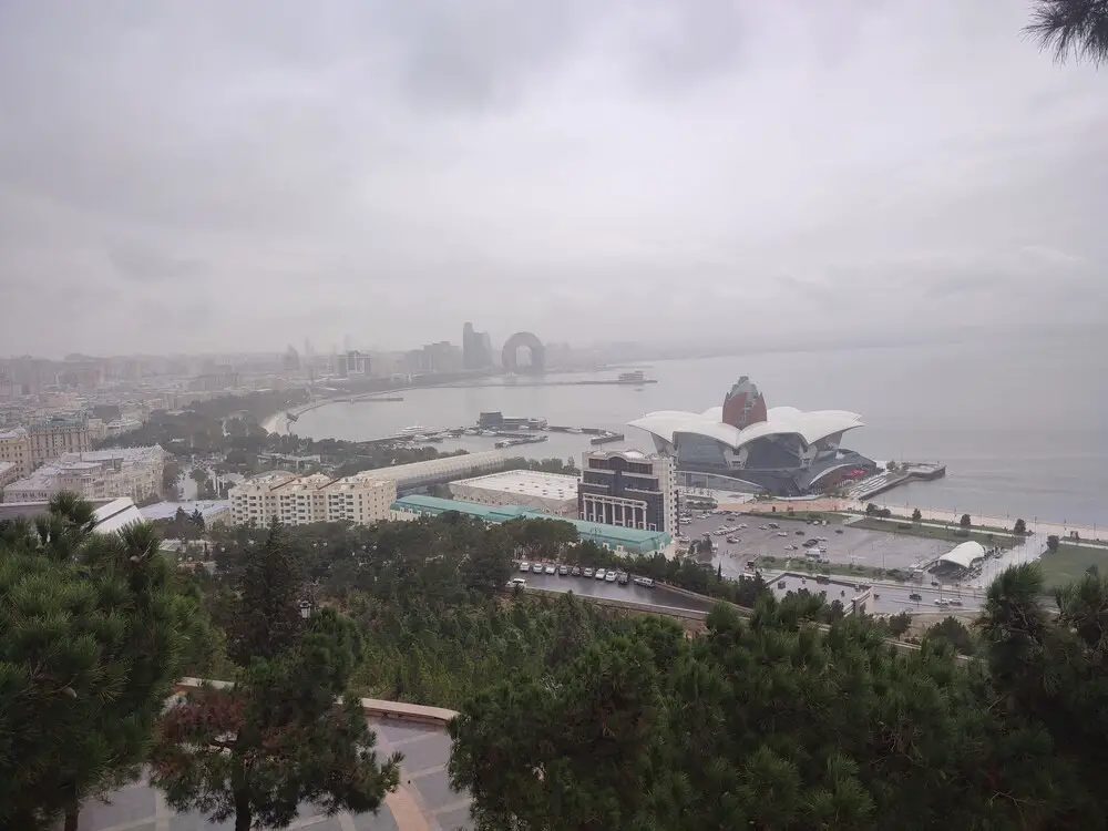 Baku skyline on a rainy day