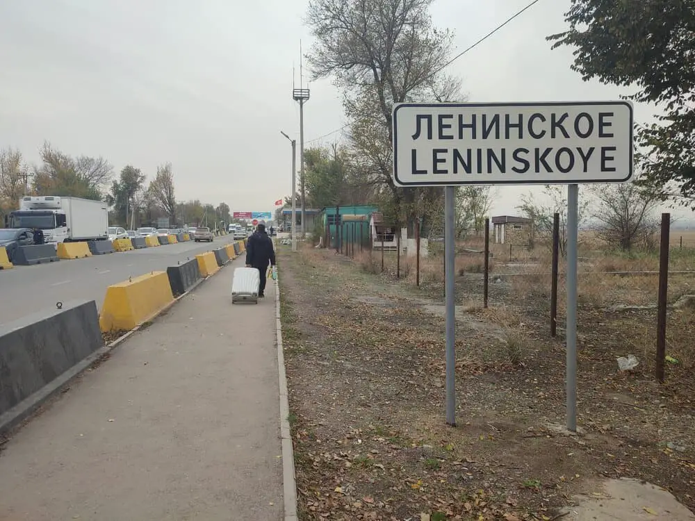 Just after Qorday Border Crossing at Leninskoye