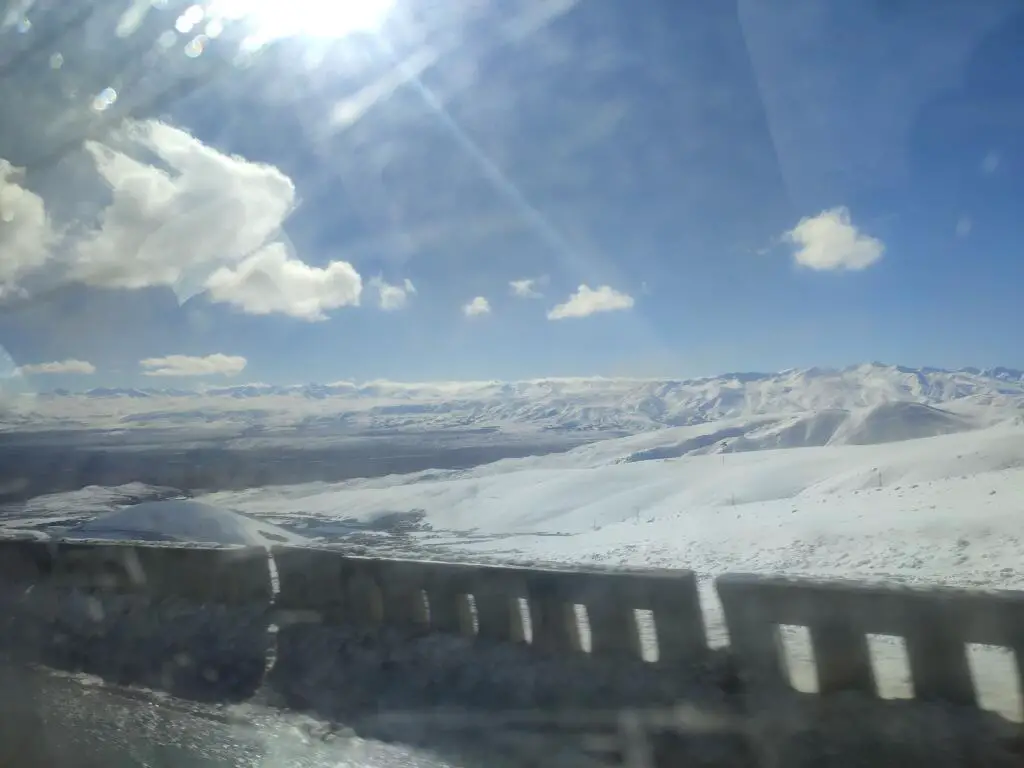 The view of the mountain pass between Bishkek and Osh