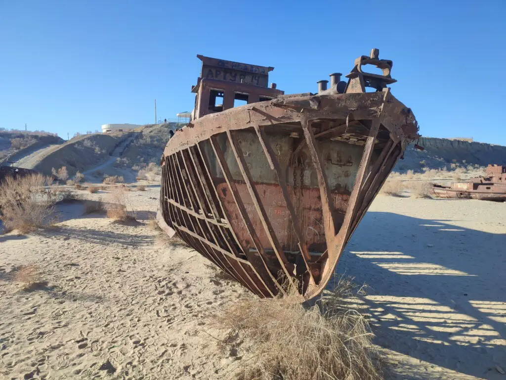 Abandoned ship in the dead Aral Sea near Muynaq 1