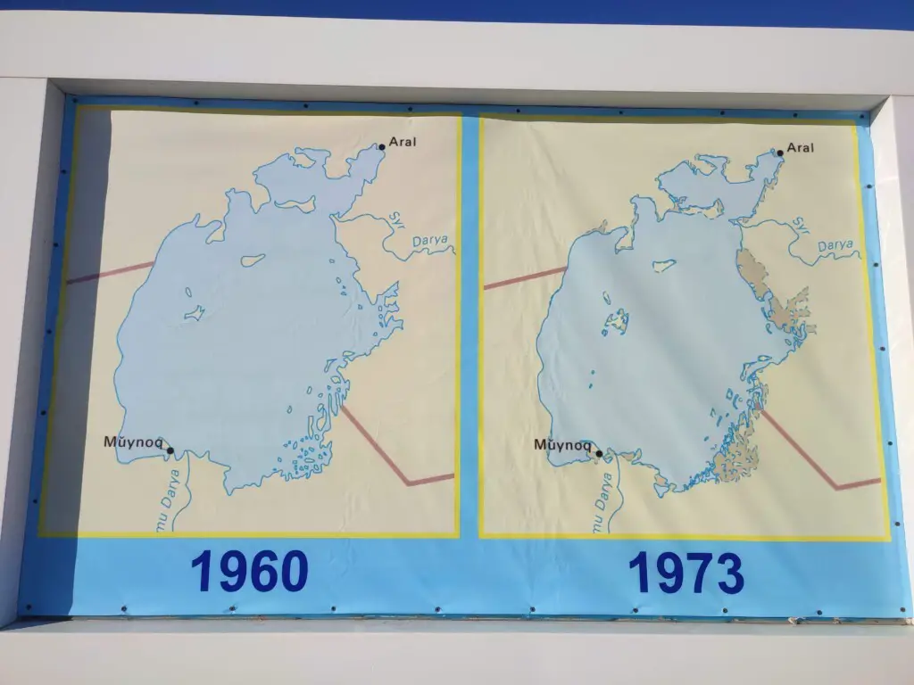 Aral Sea shrinking 1960-1973