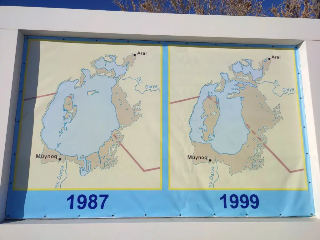Aral Sea shrinking 1987-1999