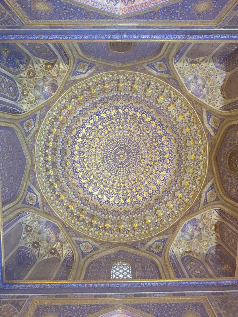 The exquisite decorations inside the Registan Square Madrasahs