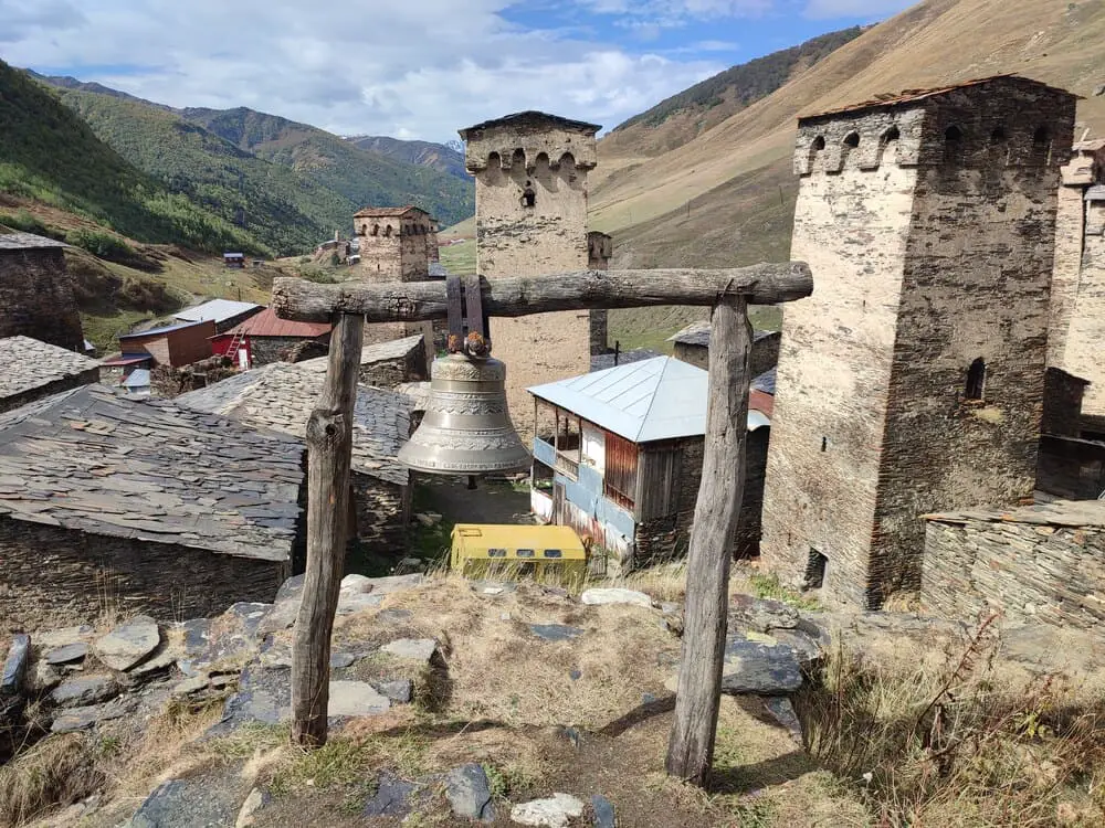 A bell in the authentic village of Ushguli in Svaneti