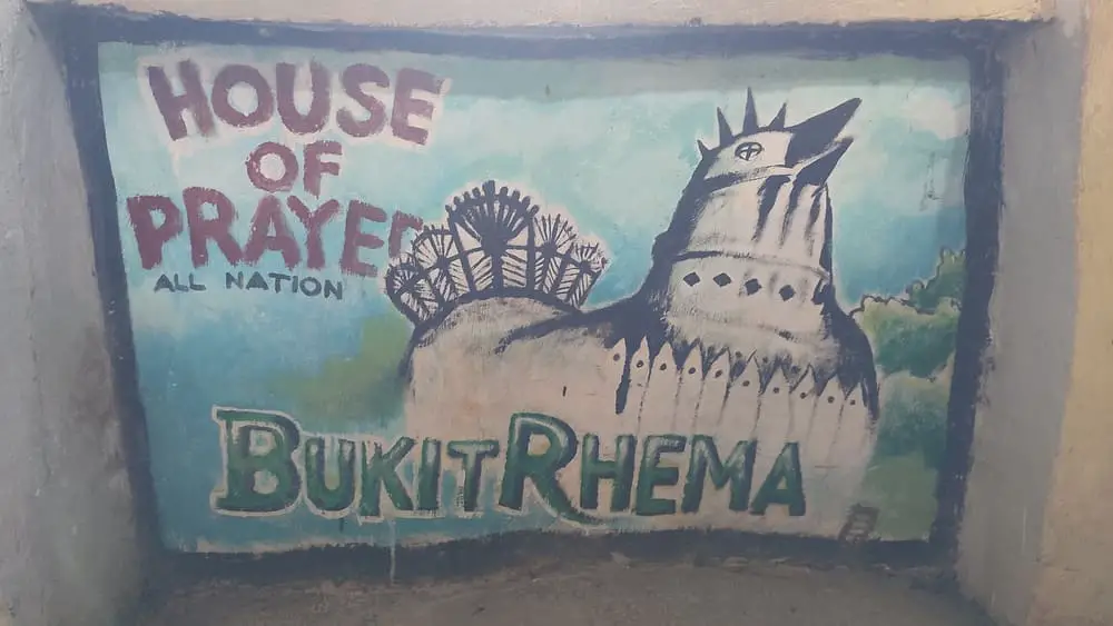 Bukit Rhema, a house of prayer for all nations - a painting inside the Chicken Church