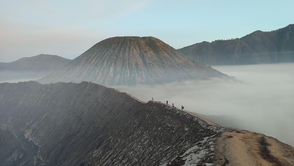 Mount Batok as seen from Mount Bromo's crater