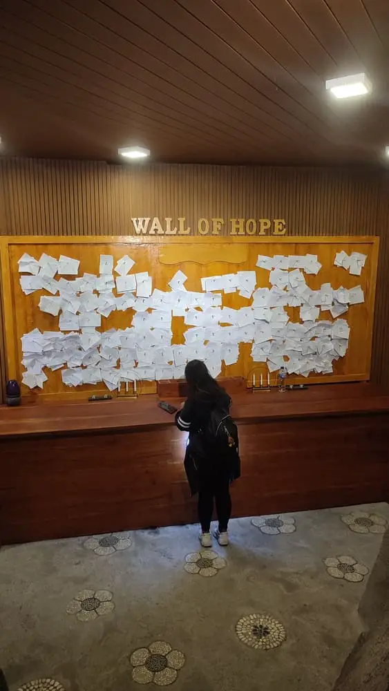 The Wall of Hope in the underground chambers of the Chicken Church