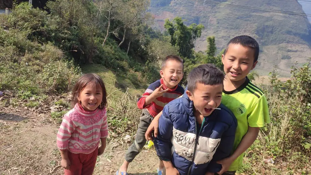 Local kids in Ha Giang Province