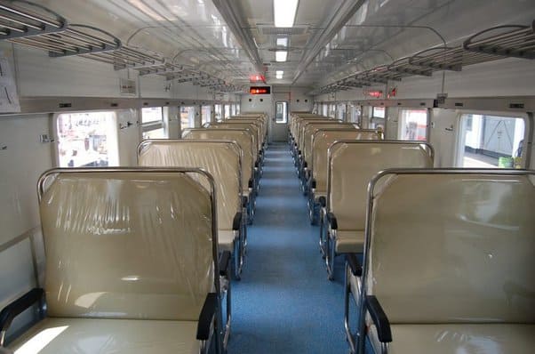 Inside an economy class train
