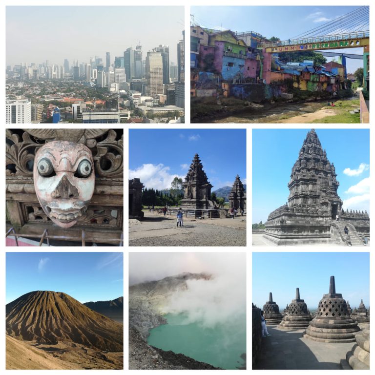 Collage of places on Java