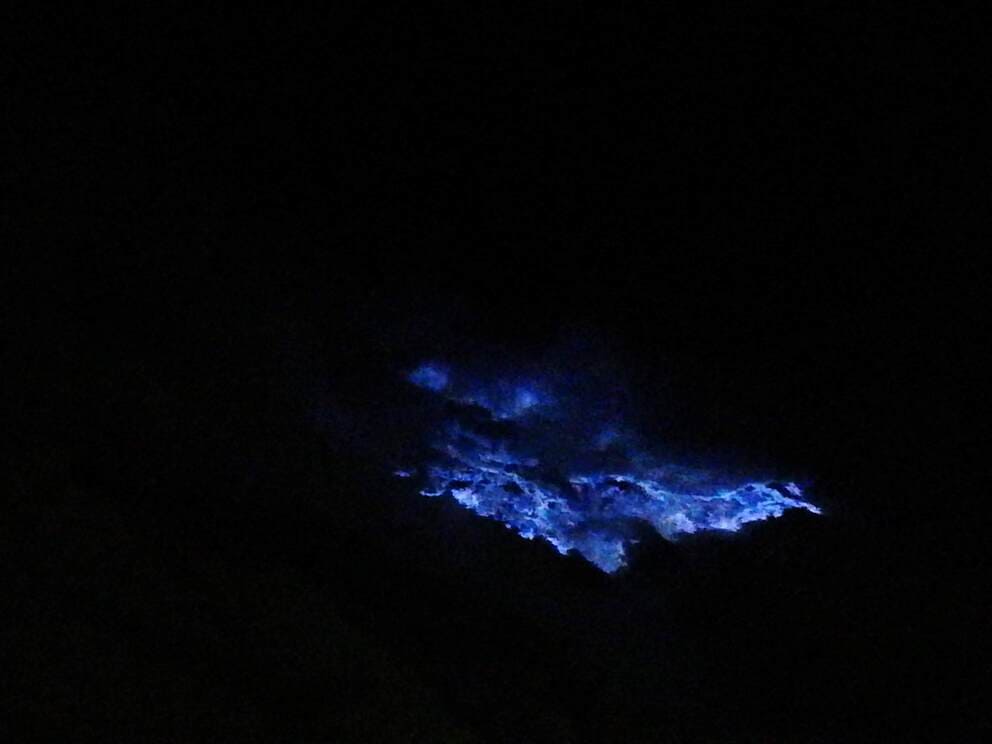 Kawah Ijen blue fire in the dark