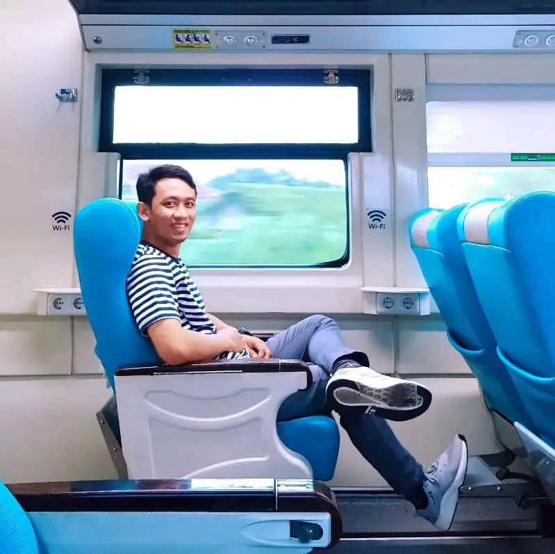 A seat in executive class in a train in Indonesia