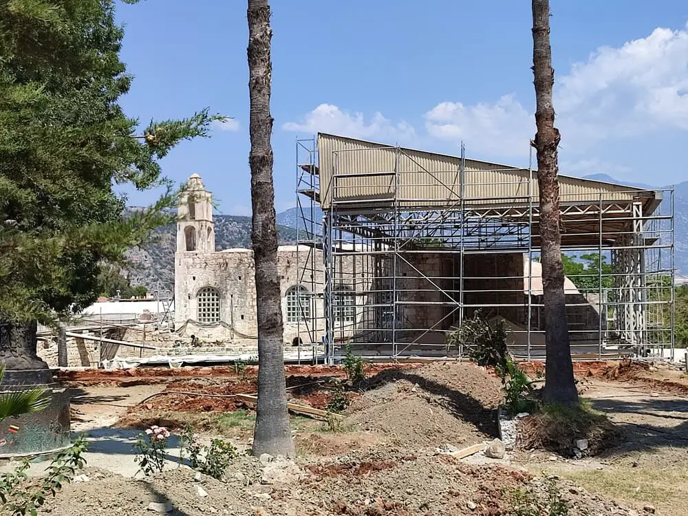 Saint Nicholas Church in scaffolding under restoration in 2022