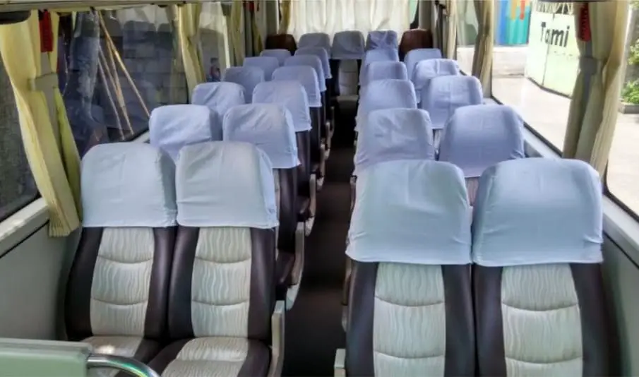 The seats inside the bus from Yogyakarta to Bali
