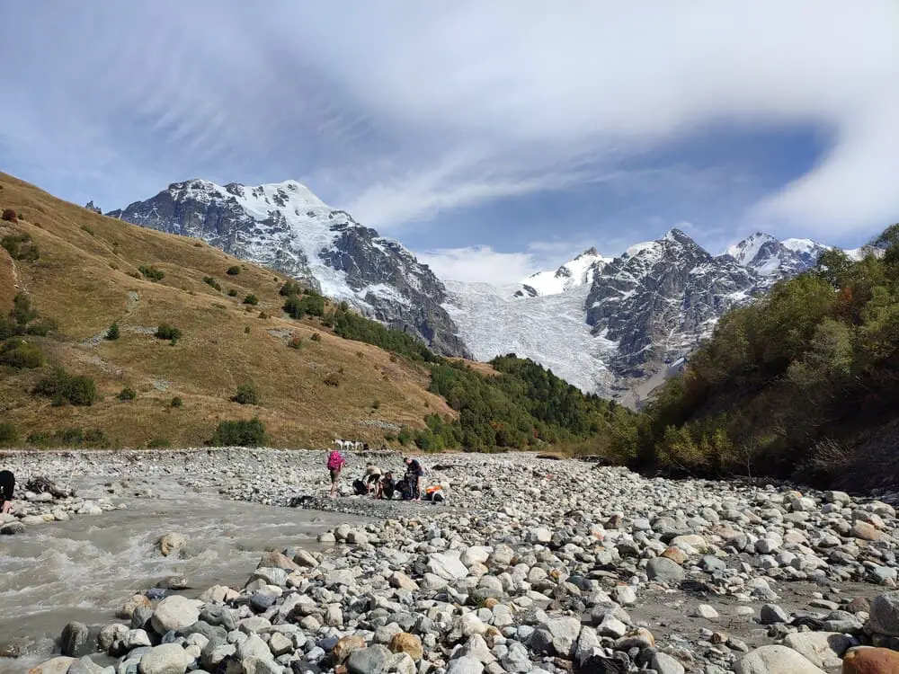 Mestia to Ushguli hike passes by the Adishi Glacier