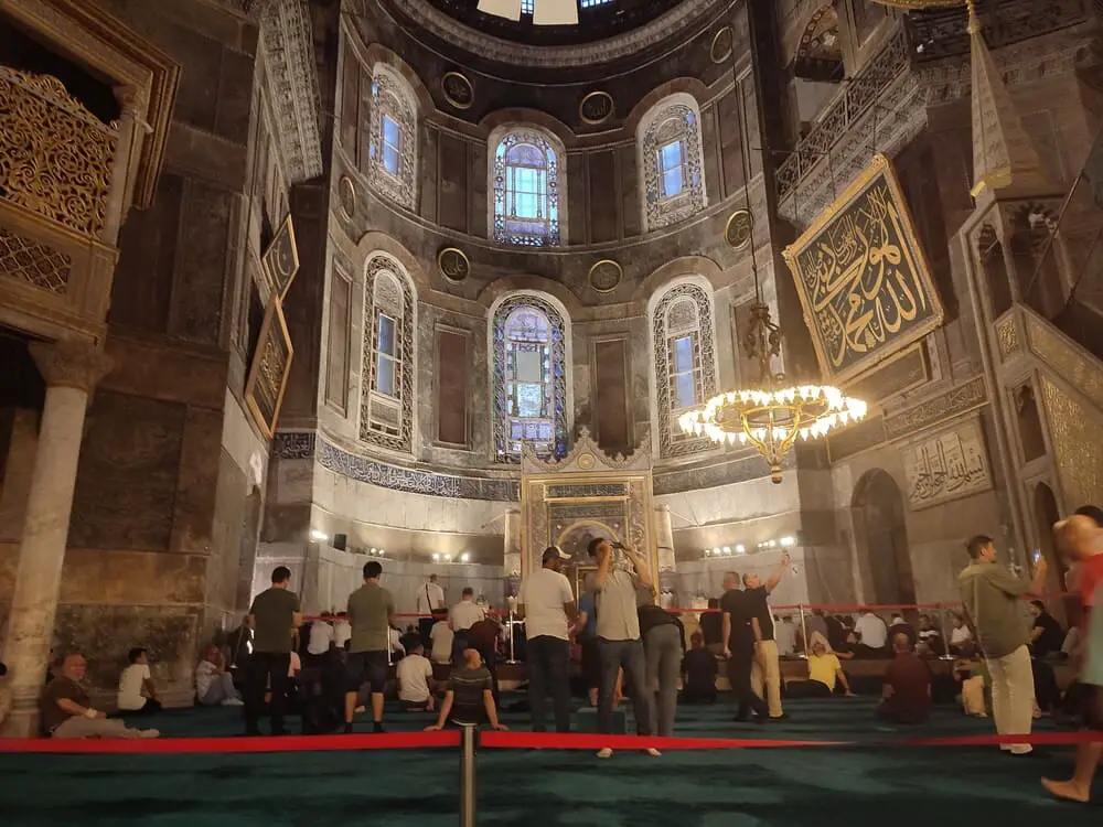 Minutes before the organized Muslim prayer inside Hagia Sophia 