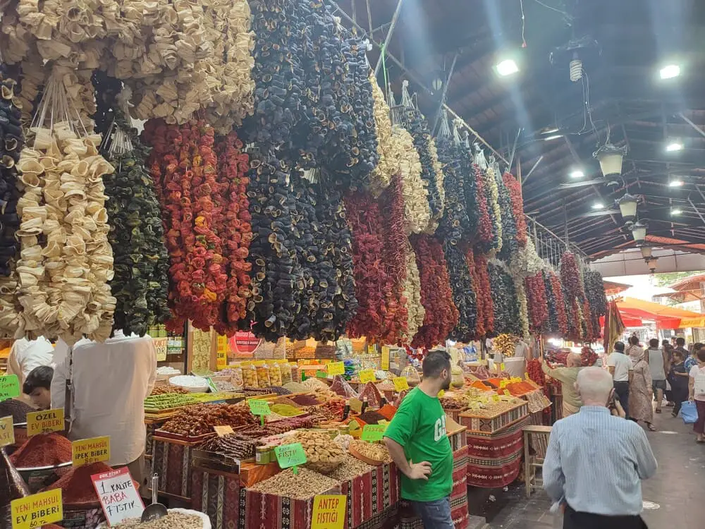 Spices and dried fruits in the Grand Bazaar in Gaziantep