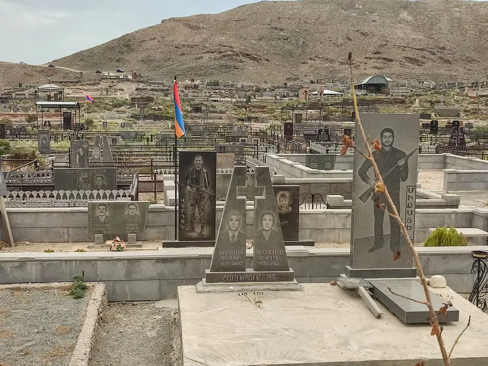 Tombstones of soldiers in the cemetery near Khor virap