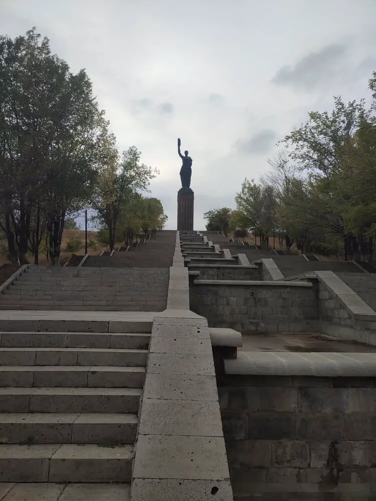 The stairs leading up to the statue of Mother Armenia in Gyumri