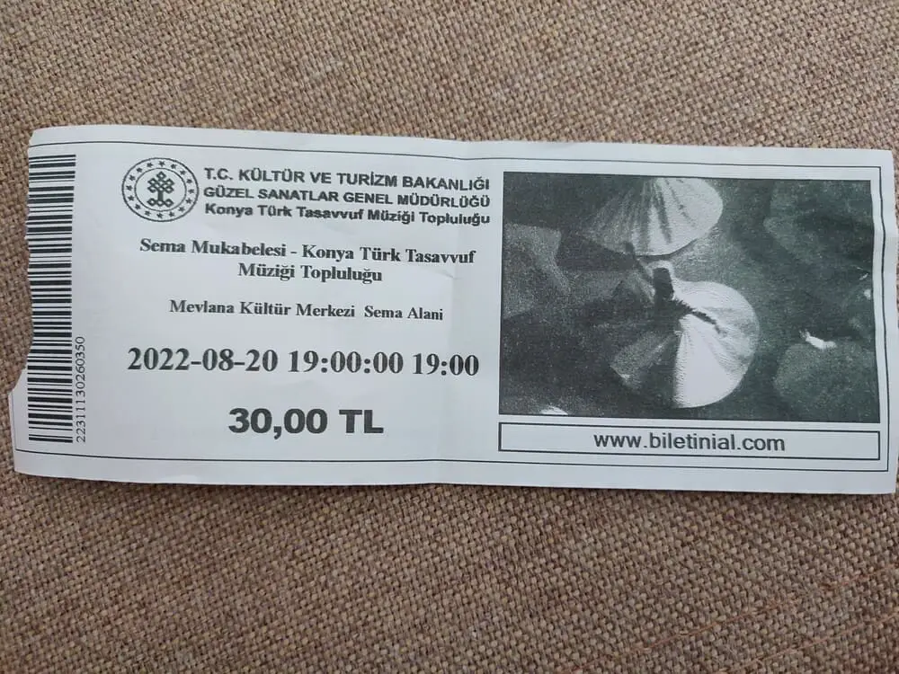 Whirling Dervish show ticket