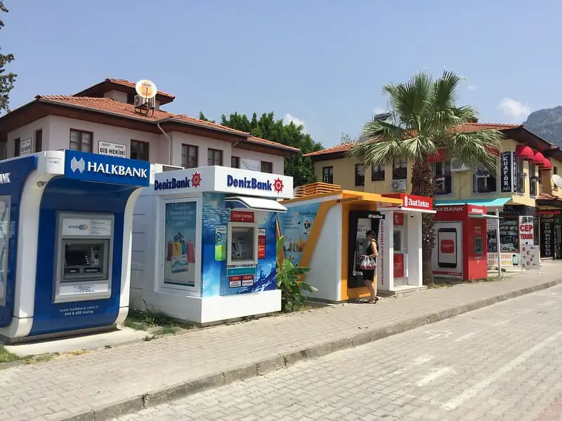 A row of ATM boxes in Turkey