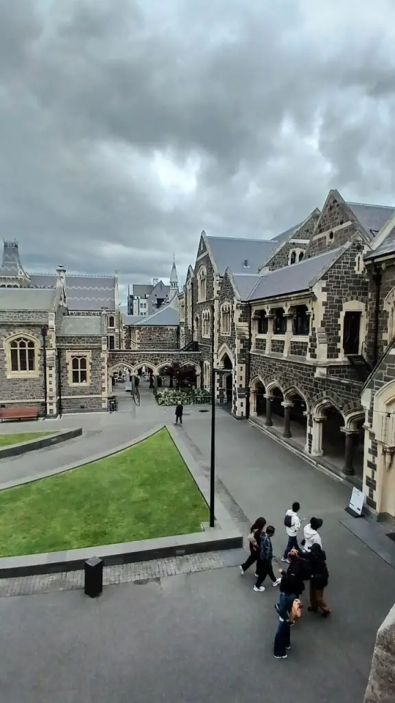 Inside the main campus of the University of Canterbury in Christchurch