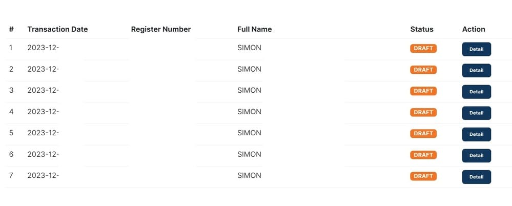 Failed "draft" applications for the evoa