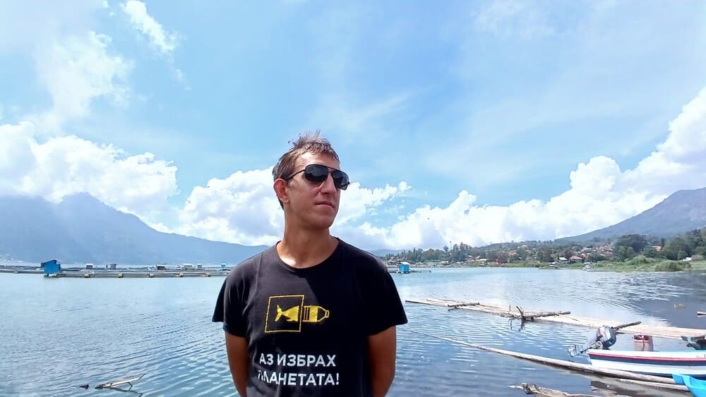 Simon in front of Lake Batur