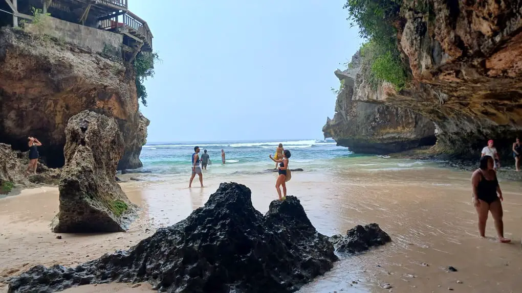 Suluban beach surrounded by cliffs