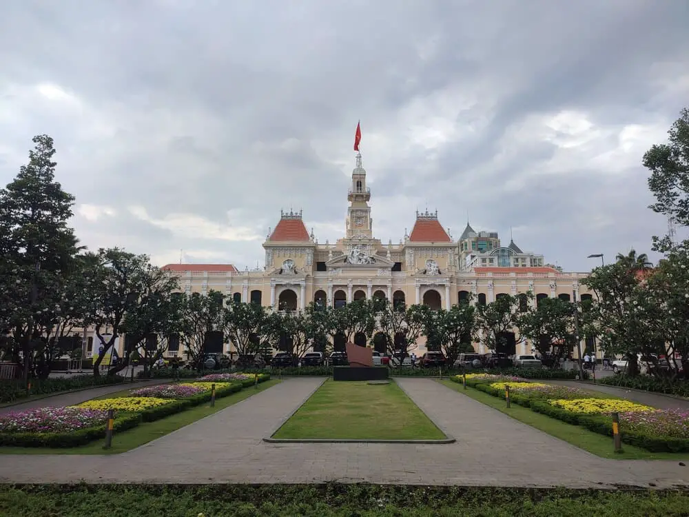 City Hall Saigon in beige and red.