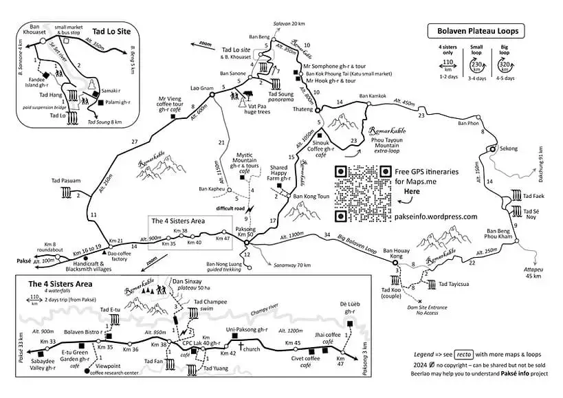 Bolaven Plateau Loop paper map