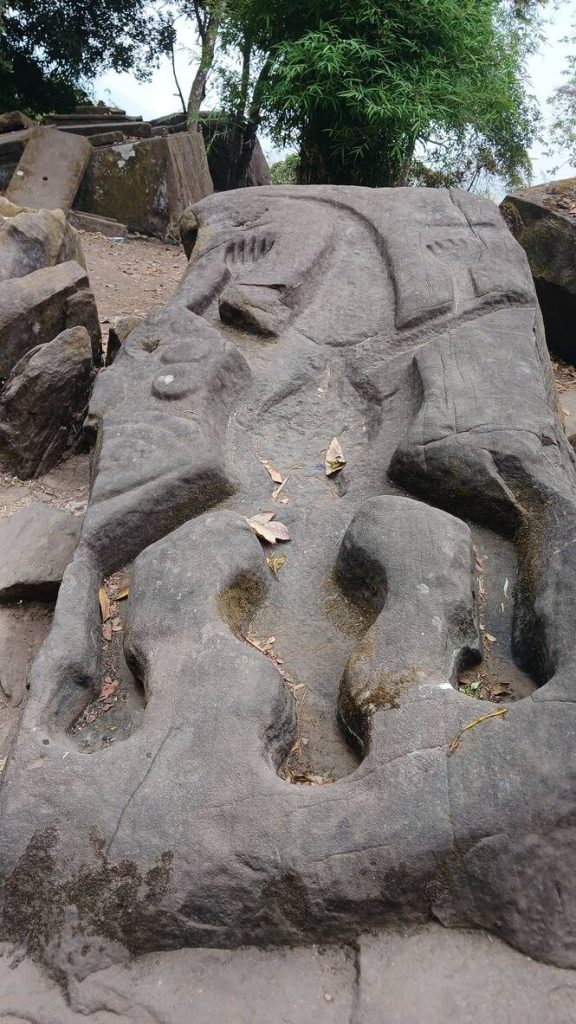 a crocodile carving near Vat Phou temple