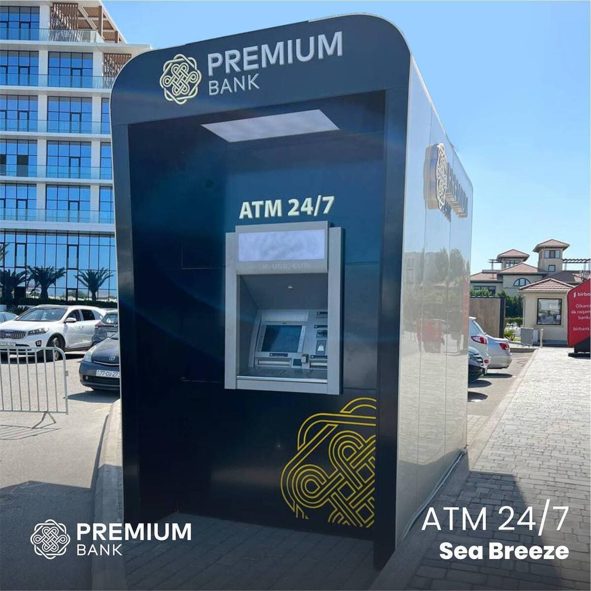 An ATM of Premium Bank in Azerbaijan