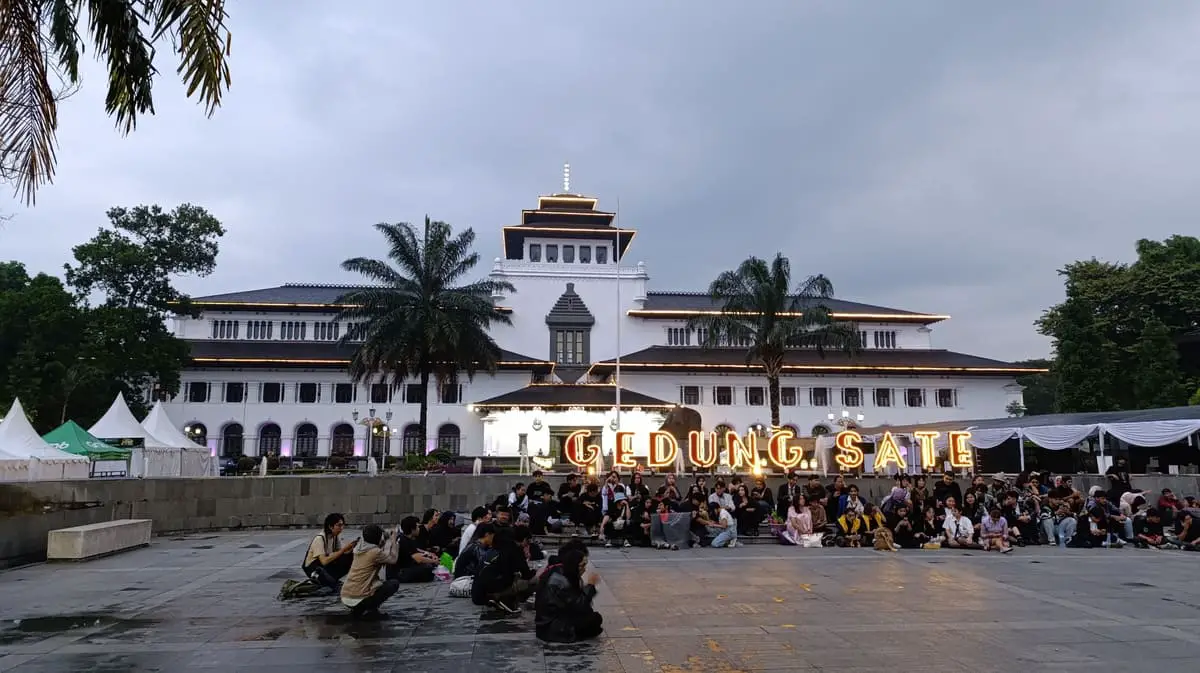 Gedung Sate building in Bandung at sunset time