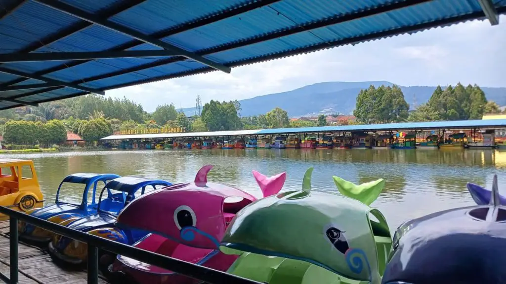 Colorful small boats in the Lembang Floating Market