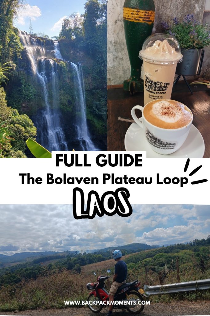 A collage of pics from the Bolaven Plateau Loop - Pinterest Pin