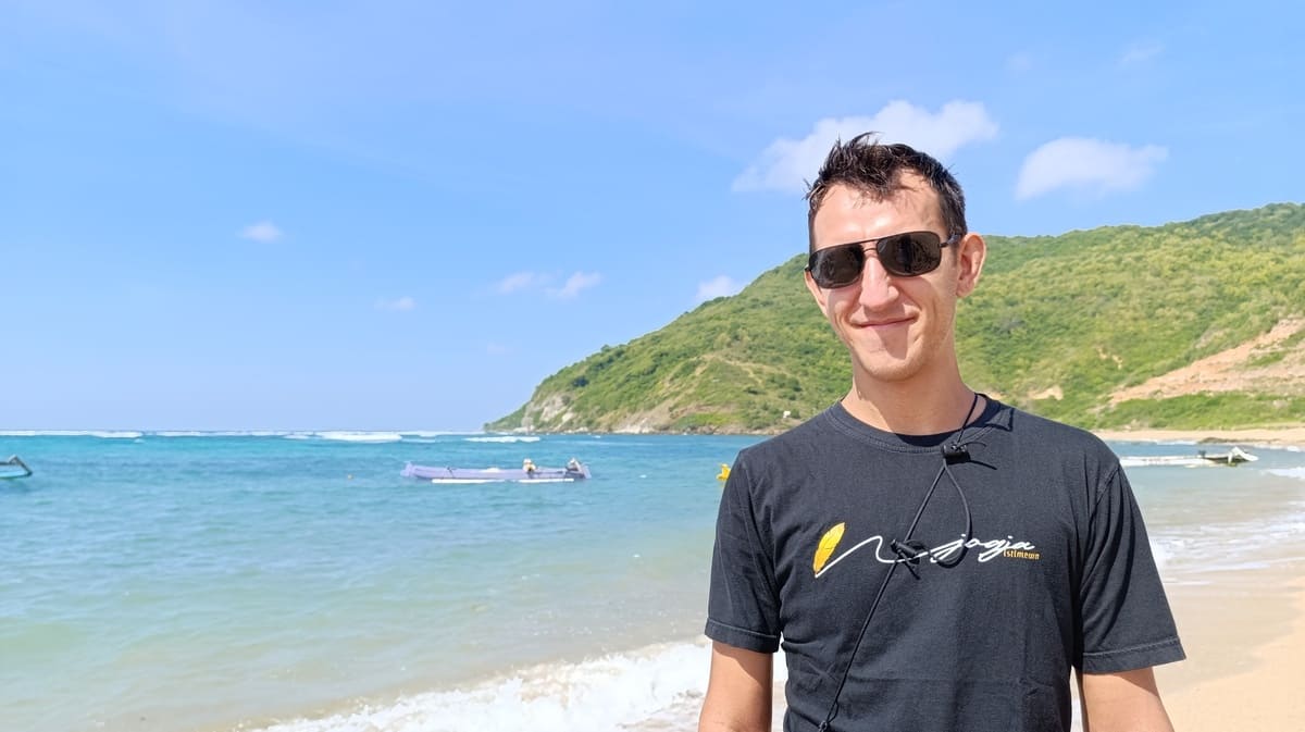 Simon on a beach in Lombok