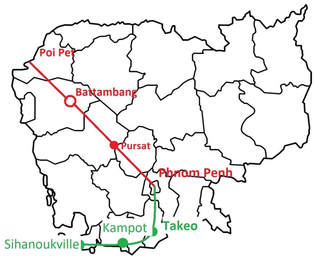 A map of Cambodian Railways