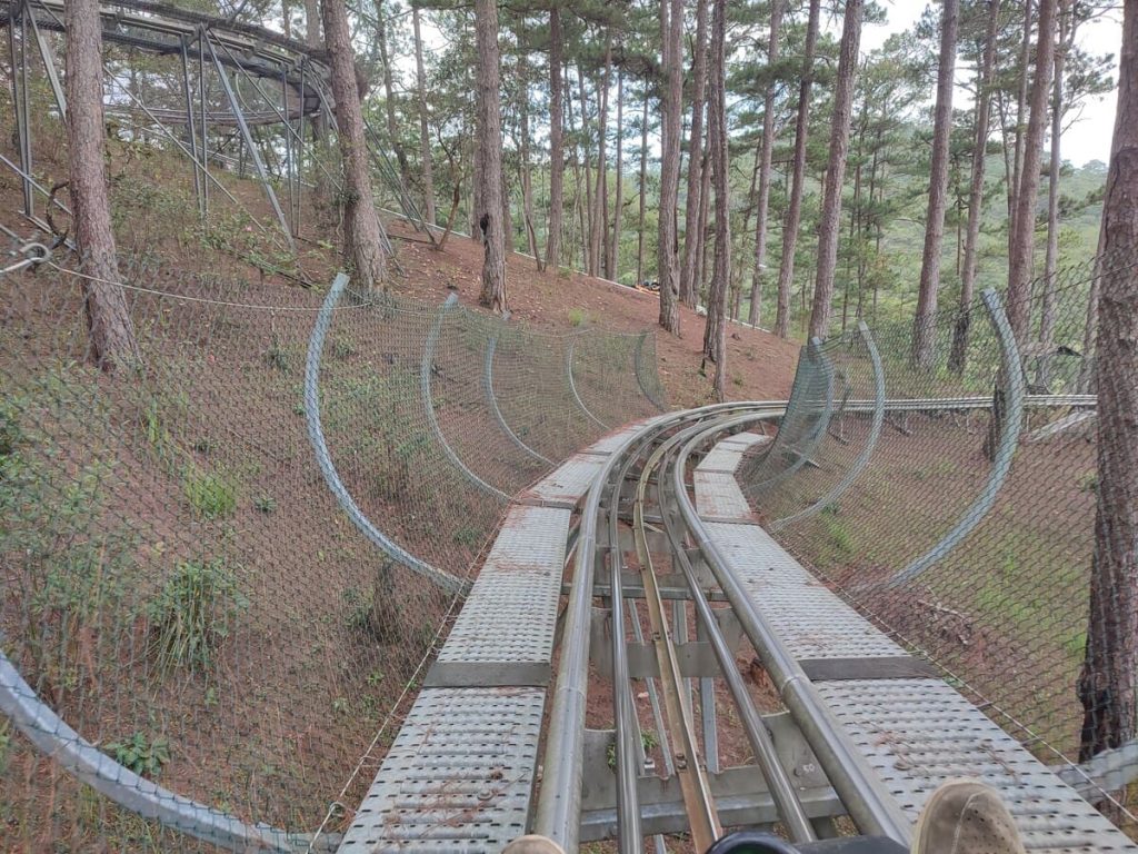 Riding down the Alpine Coaster