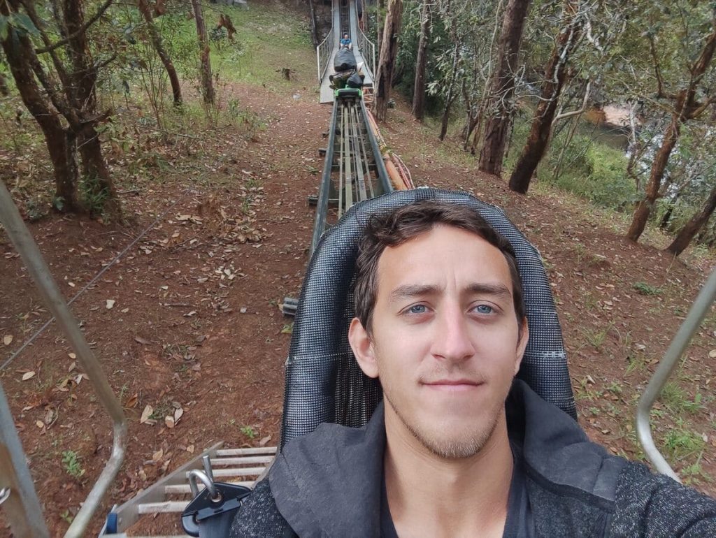 Simon on a bob sled at Datanla alpine coaster