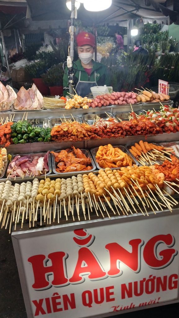 sausage vendor at Da Lat night market