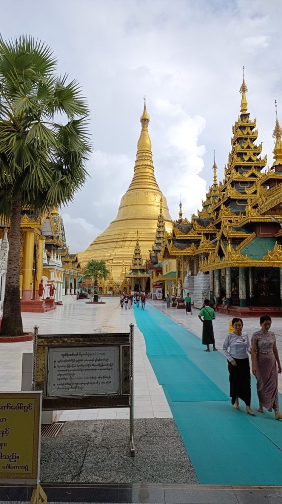 The shwedagon pagoda in the distance