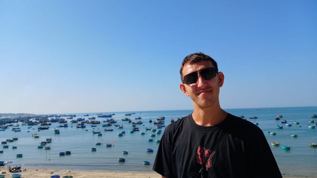 Simon in front of the Mui Ne Fishing Village