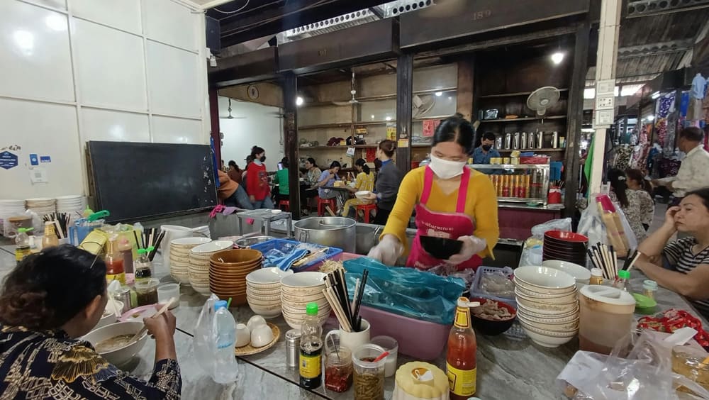 A noodle soup vendor in Battambang, Cambodia