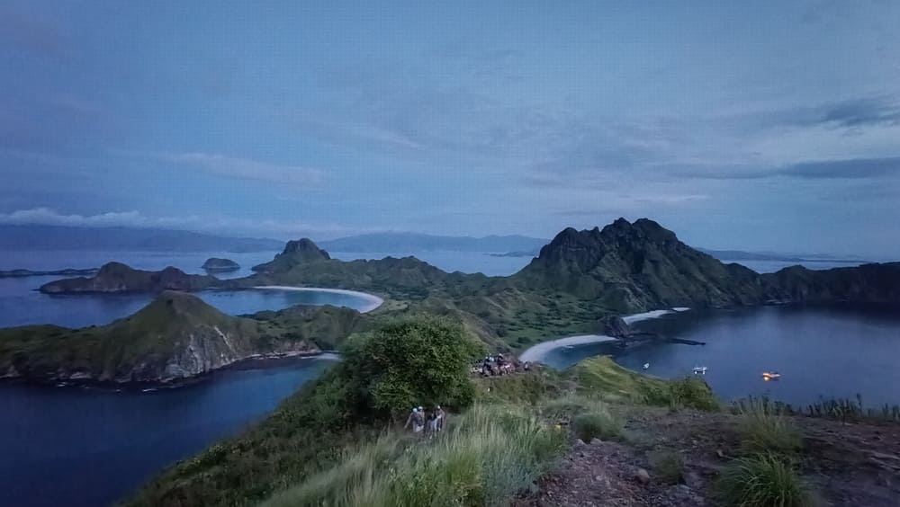 The panoramic view at Padar island just before sunrise