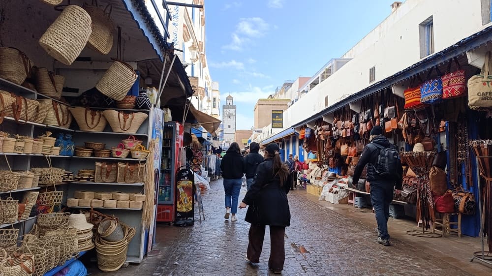 A busy street within the medina of Fes, Morocco.