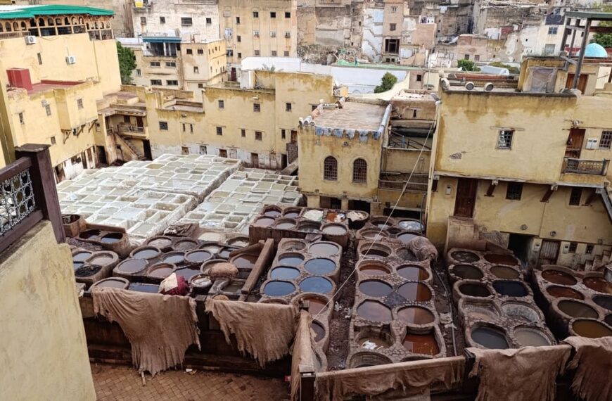 Tanneries in Fes from above